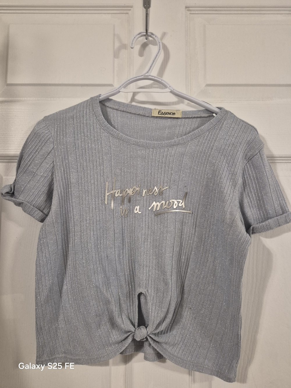(M)Essence Light Blue Ribbed Knot Front Tee